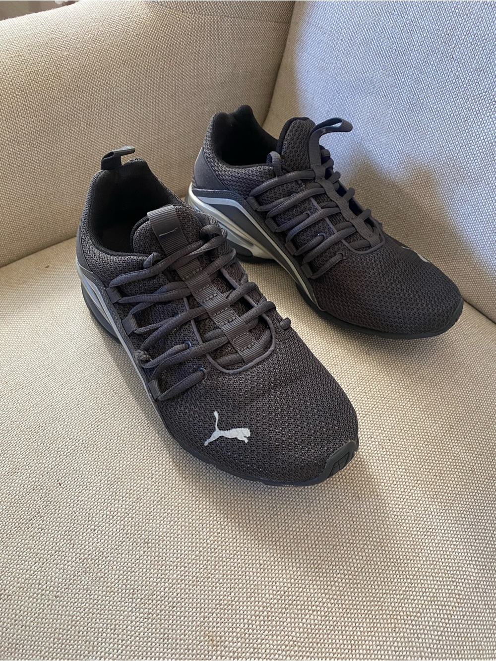 Puma Woman’s Dark  Gray Athletic Trainers with Silver Accents